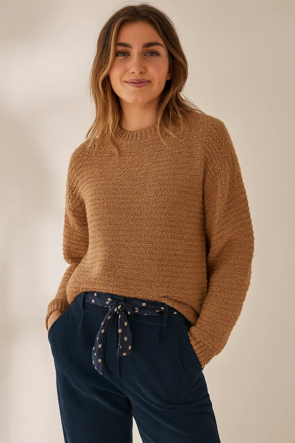 Pantalon Ceinture Foulard Pois