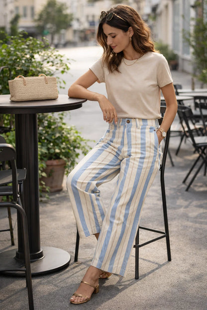Pantalon Rayures Large