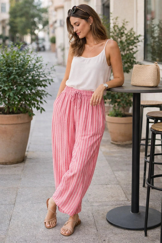 Pantalon Fluide Rayé