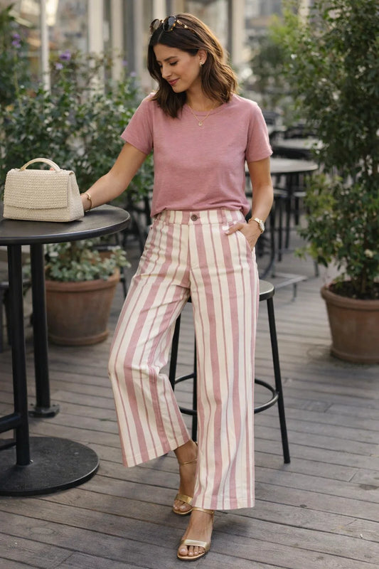 Pantalon Rayures Large