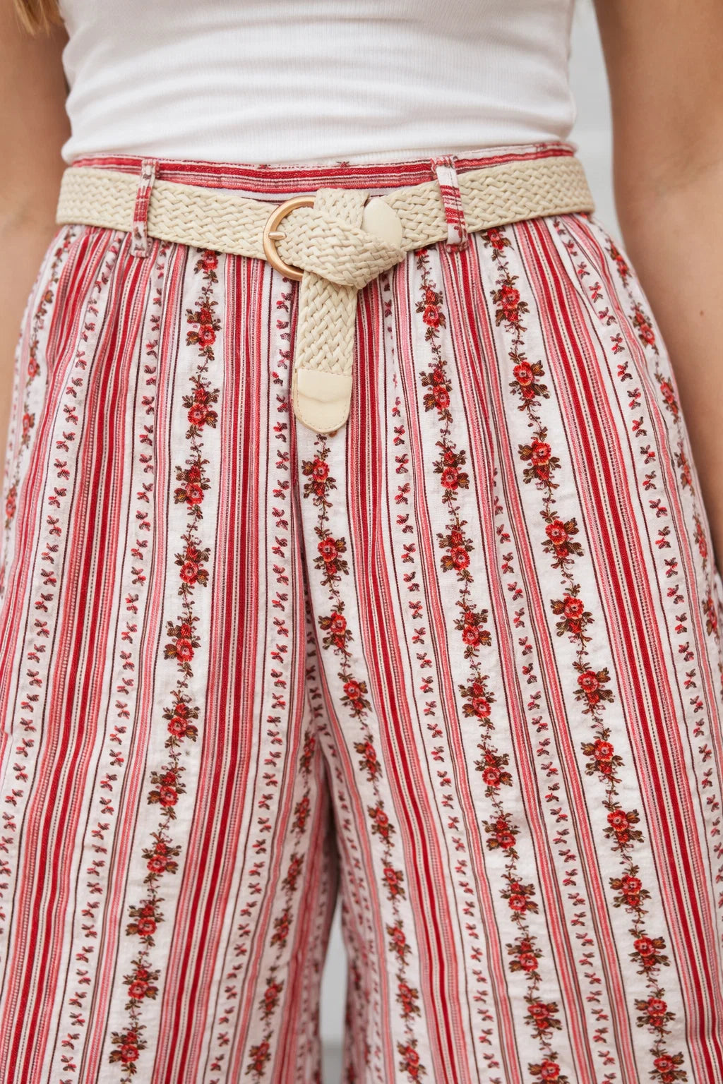 Pantalon Rayures Ceinturé