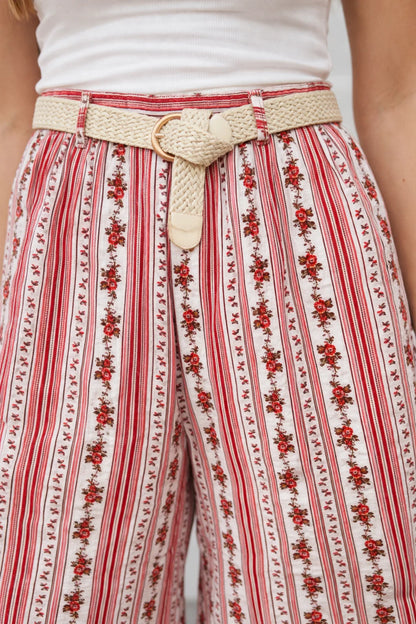 Pantalon Rayures Ceinturé