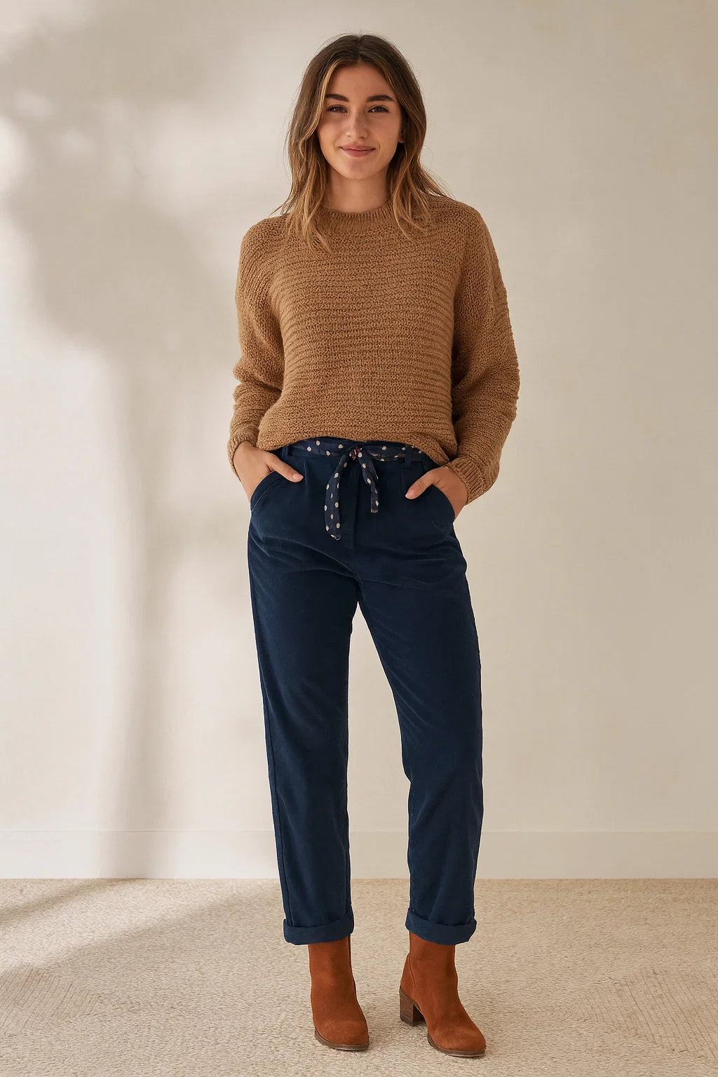 Pantalon Ceinture Foulard Pois