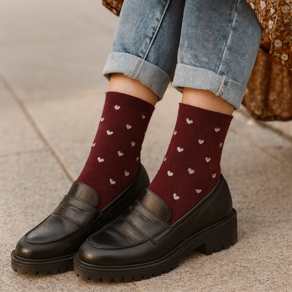 Chausettes Petits Coeurs Doré