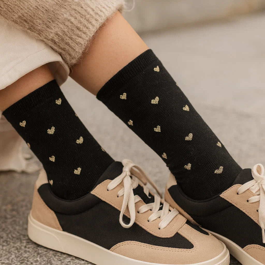 Chausettes Petits Coeurs Doré