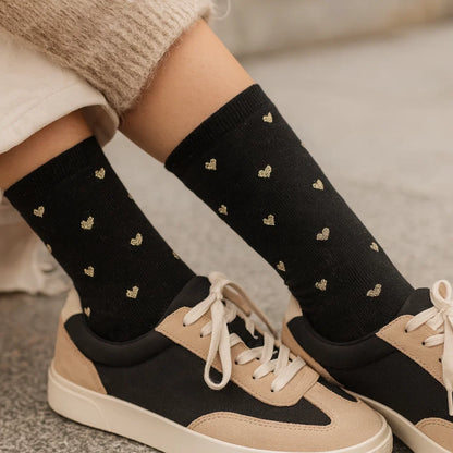 Chausettes Petits Coeurs Doré