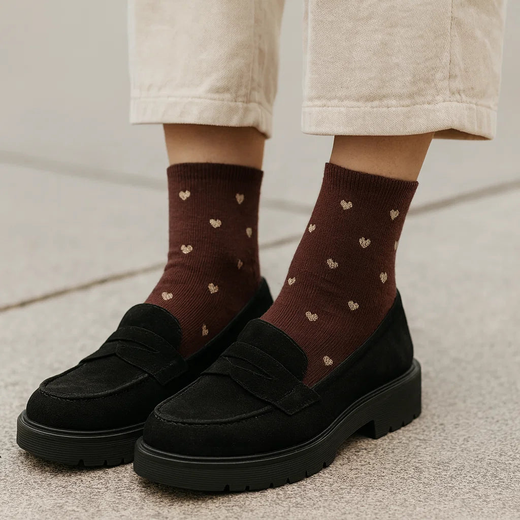 Chausettes Petits Coeurs Doré