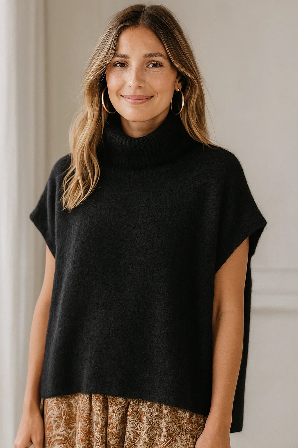 Pull femme - Ki & Love - Col roulé - Maille fine - Couleur rose Pull femme - Ki & Love - Col roulé - Maille fine - Couleur rose