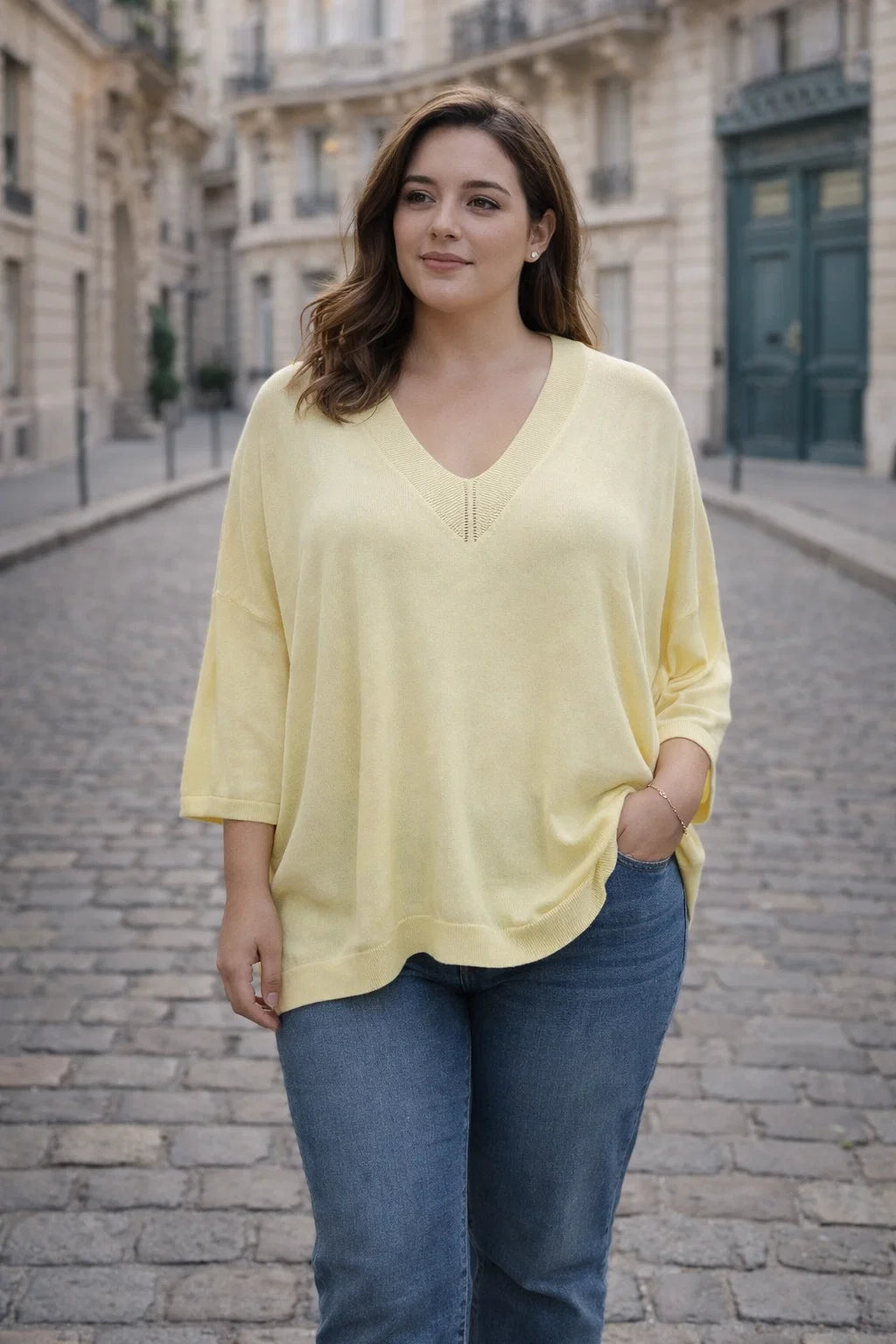 Pull Col V Grande Taille