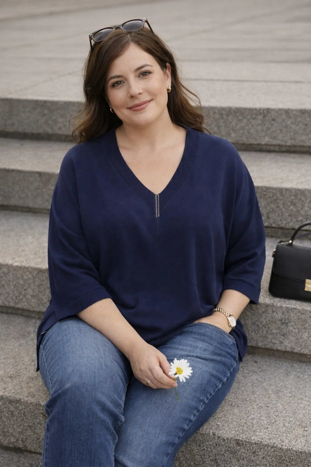 Pull Col V Grande Taille