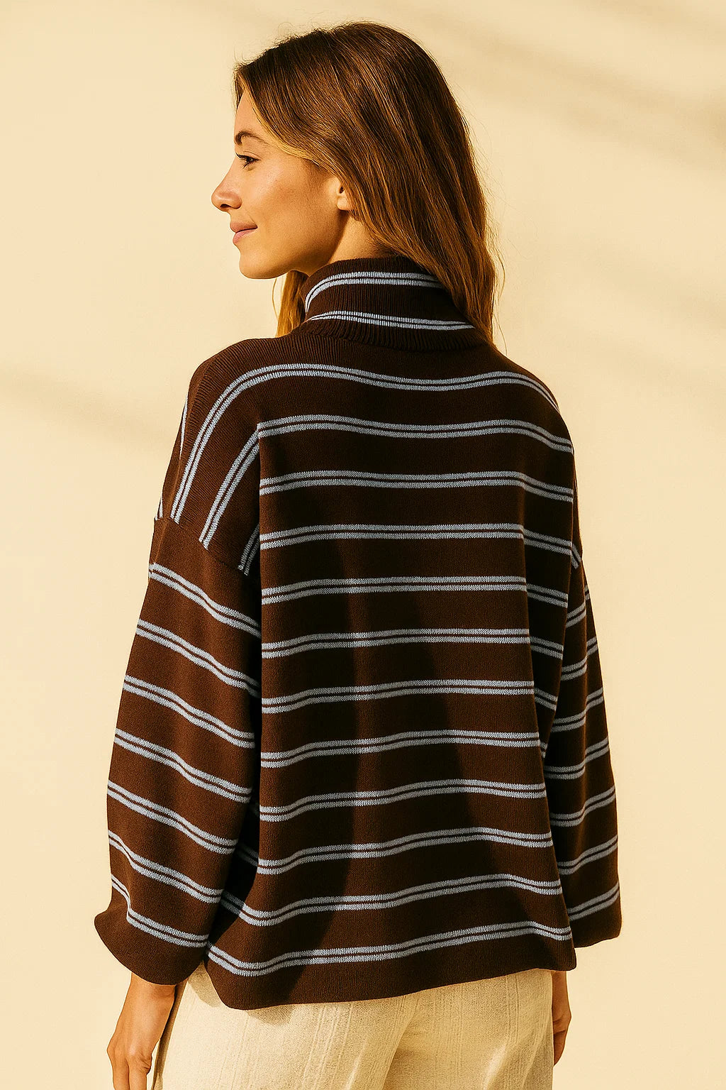 Pull Rayures Bleu Marron