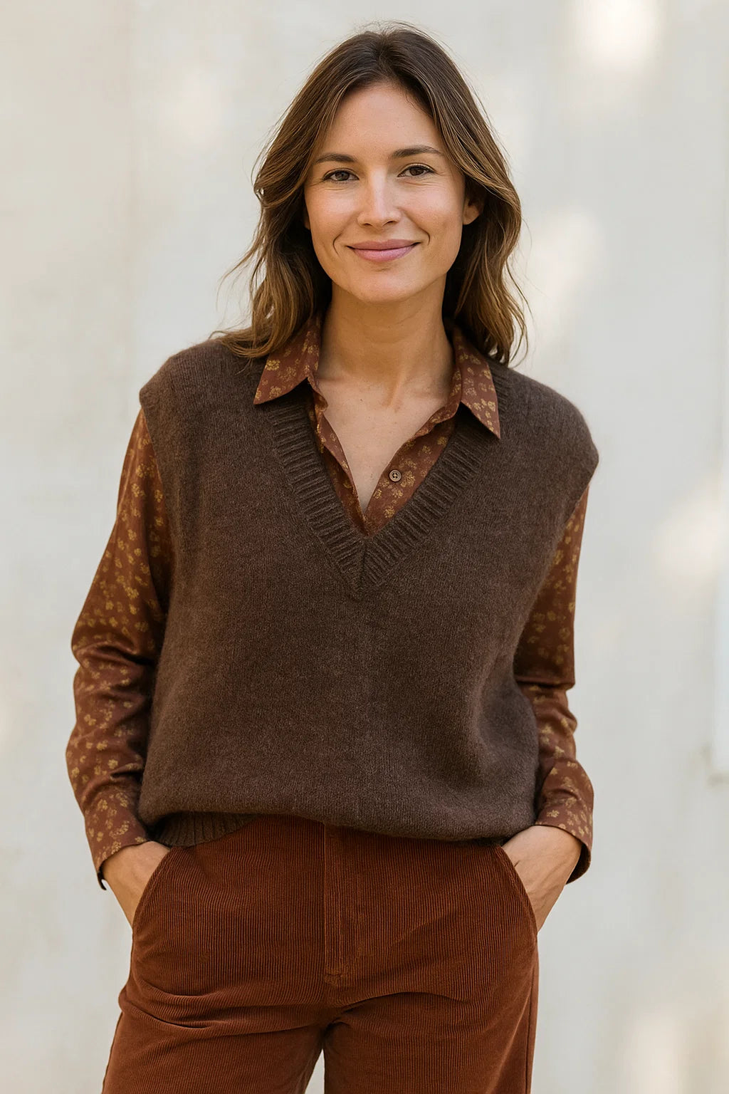 Pull sans Manches Col V Mohair