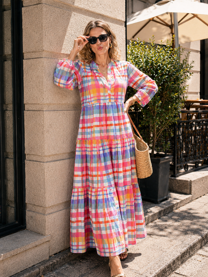 Robe Longue Fleurie Col Mao