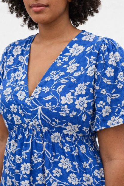 Robe Bleu Floral Grande Taille