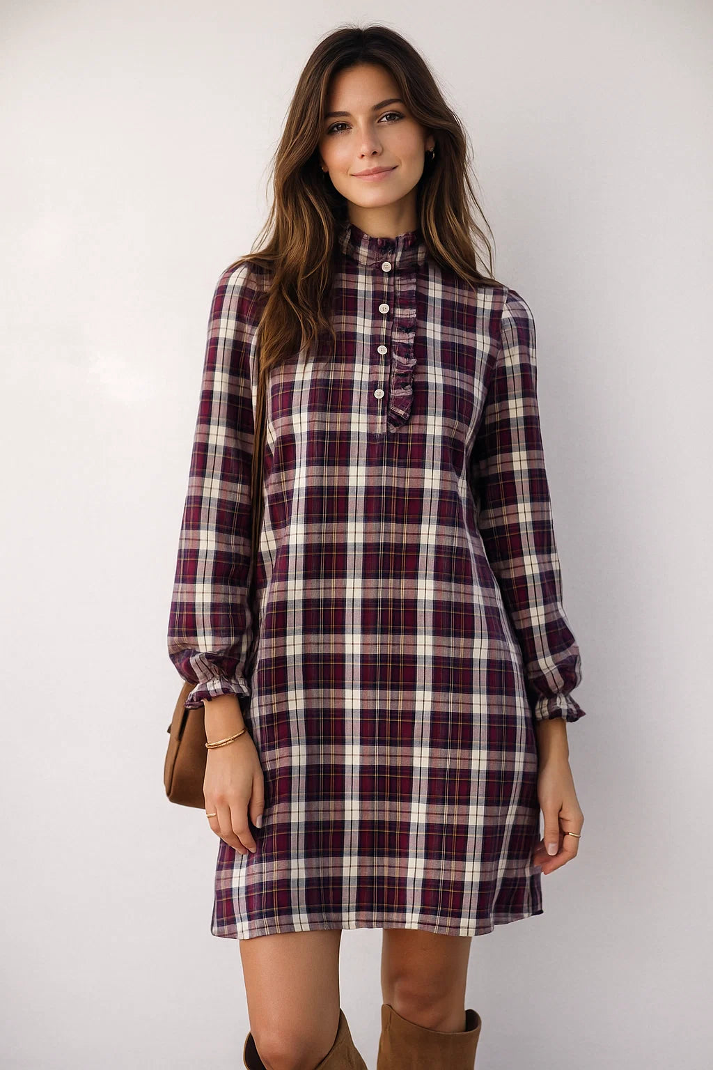 Robe Carreaux Bordeaux