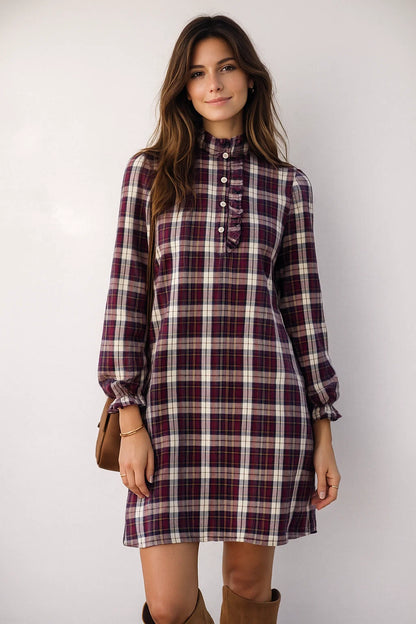 Robe Carreaux Bordeaux