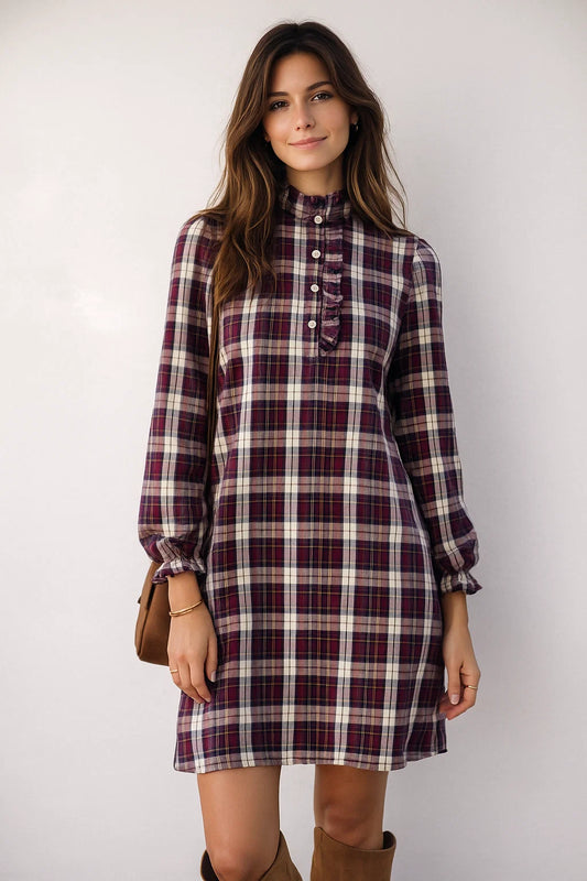 Robe Carreaux Bordeaux