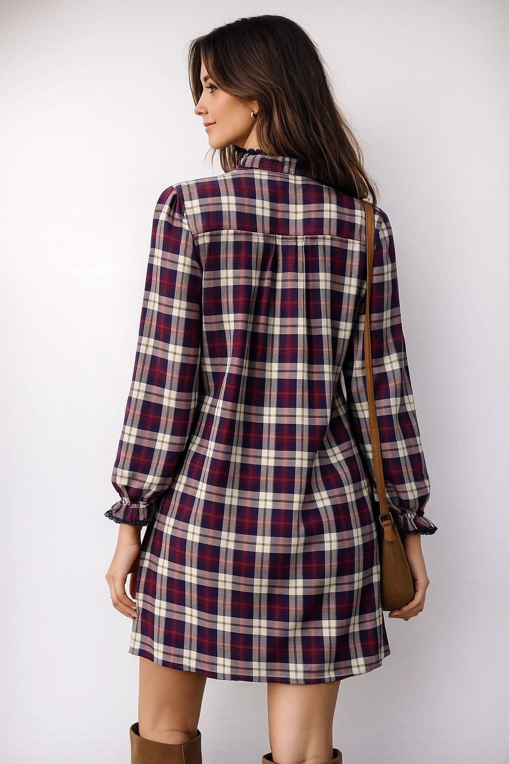 Robe Carreaux Bordeaux