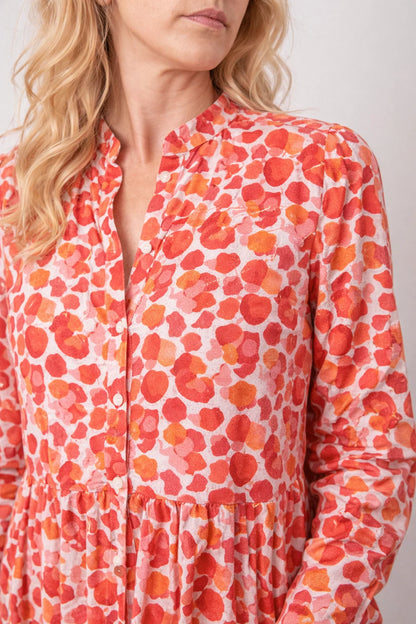 Robe Longue Fleurie Col Mao