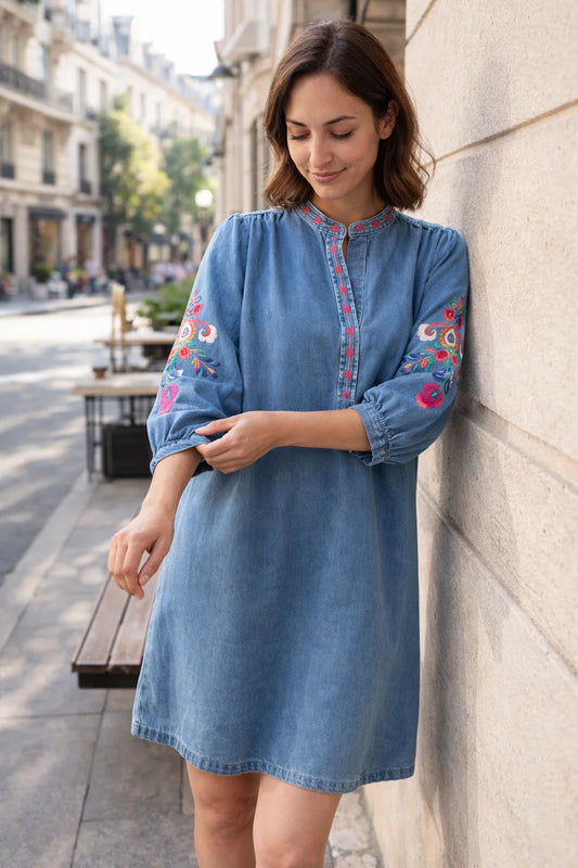 Robe Denim Brodée