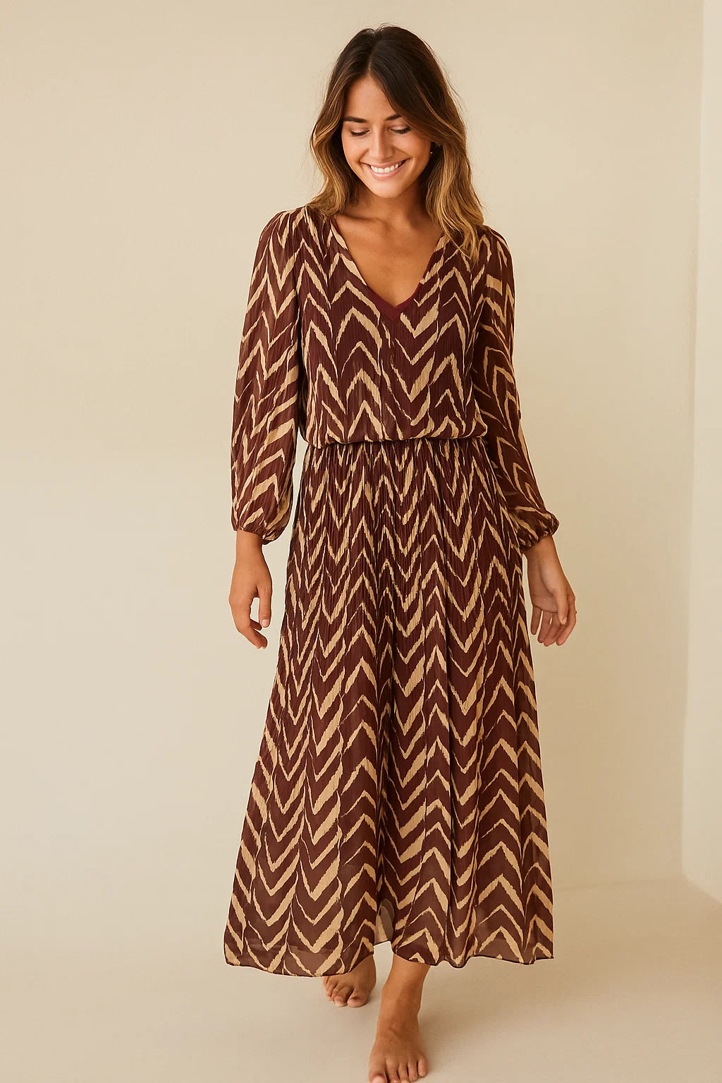 Robe Plissée Zigzag