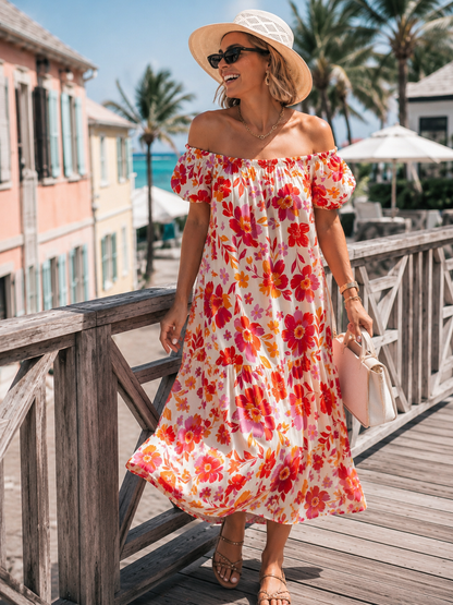 Robe Floral Épaules Dénudées