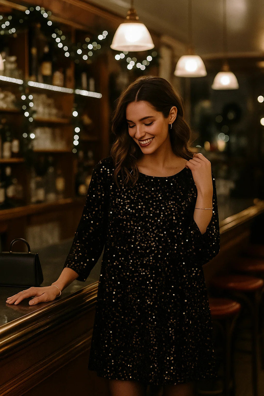 Robe Velours Sequins Dos Nu