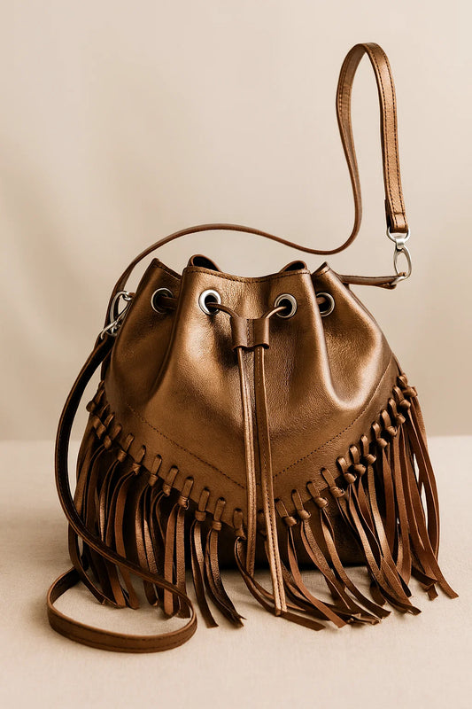 Sac Tressé Franges Cuir