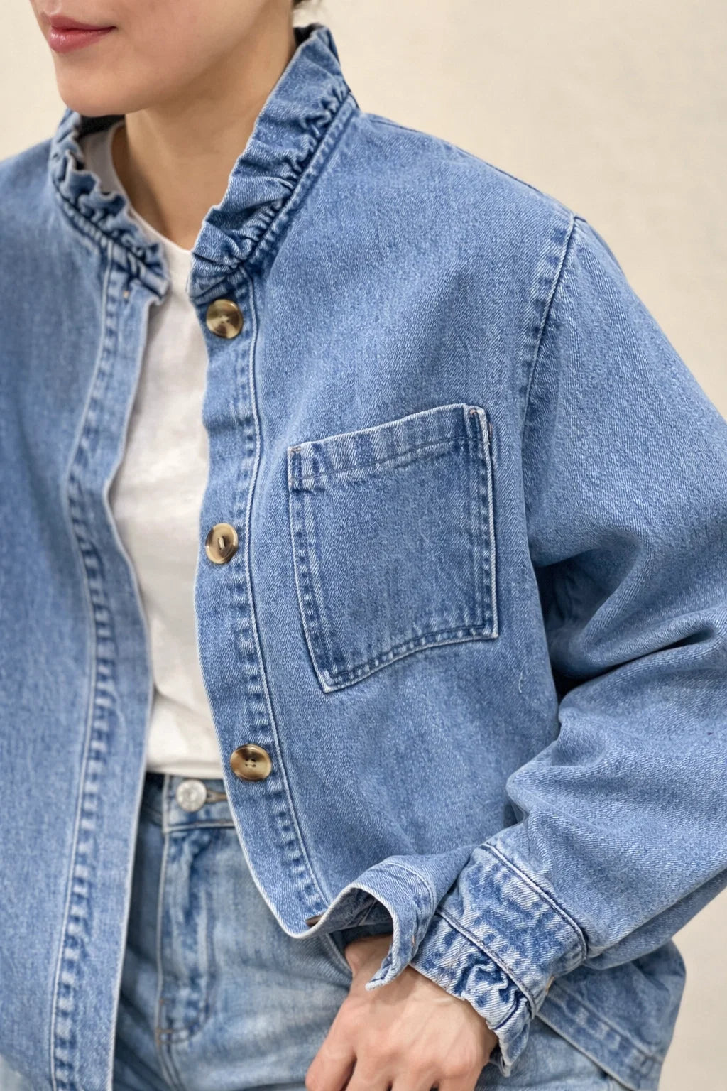 Surchemise Denim Volantée