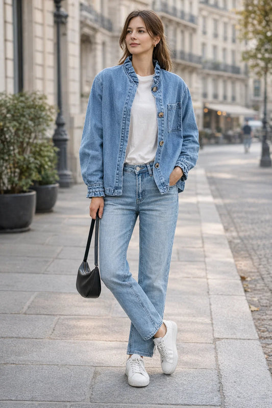 Surchemise Denim Volantée