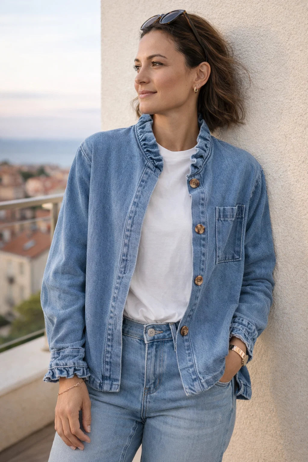 Surchemise Denim Volantée