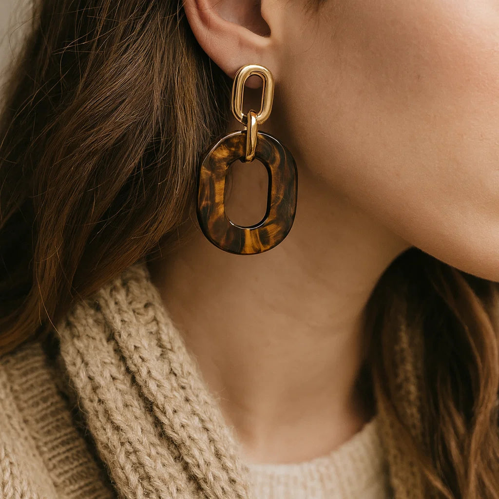 Boucles Maillon Marron Chic