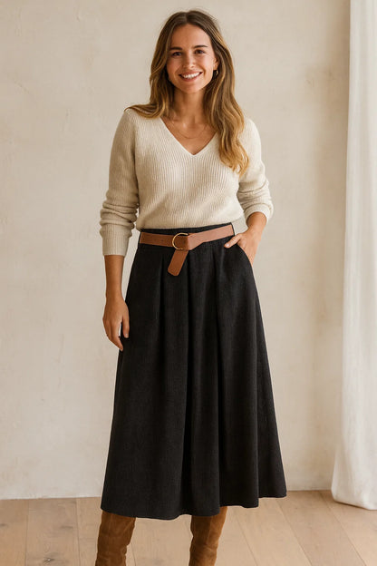 Jupe Longue Velours Côtelé