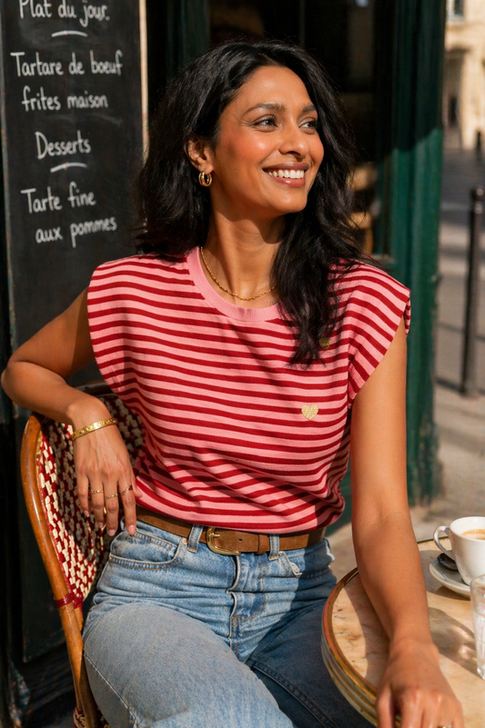 Top Épaulettes Rayé