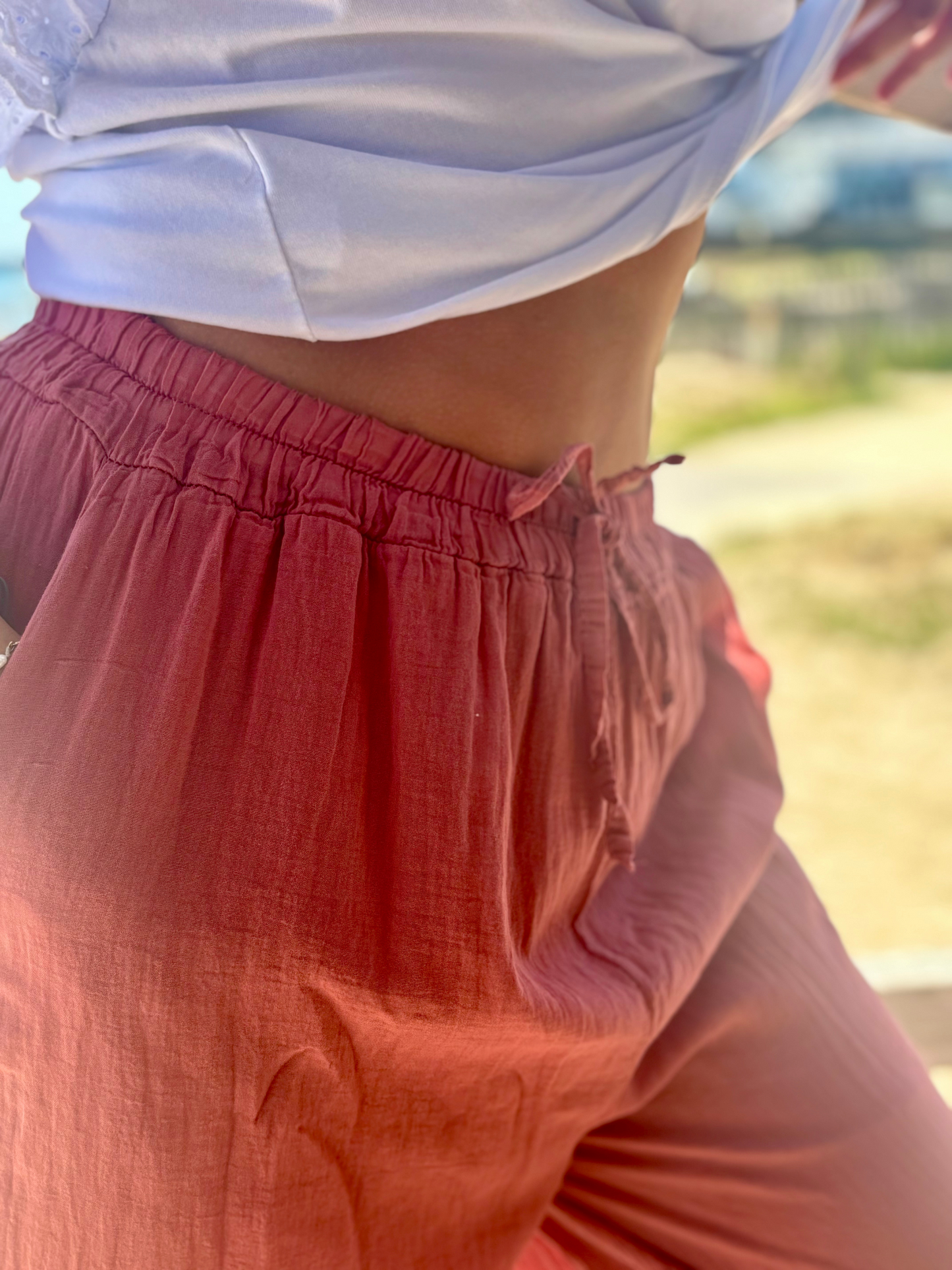 Pantalon en coton doux terracotta