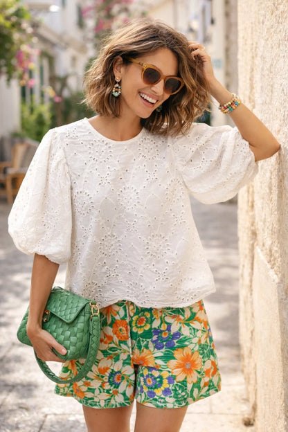 Top Ajouré Manches Ballons