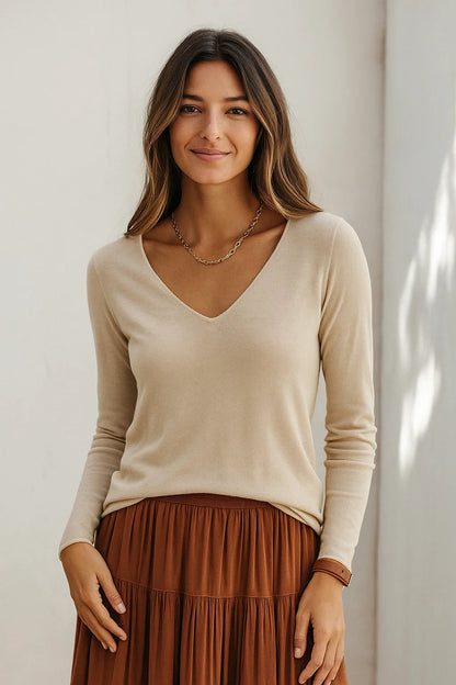 Haut Col V en Cachemire