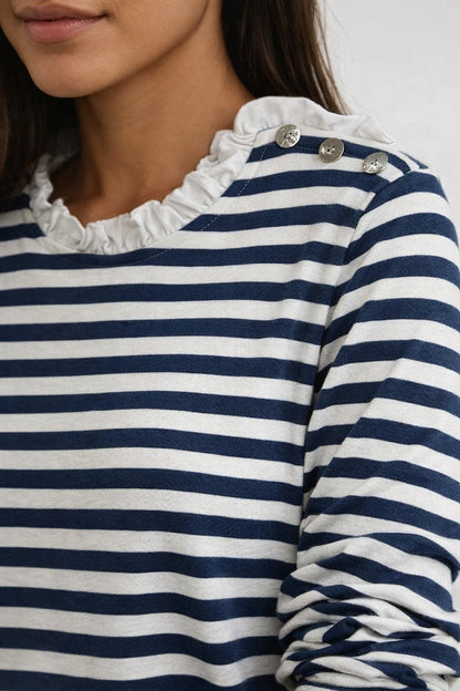 Top Marinière Boutons Épaule