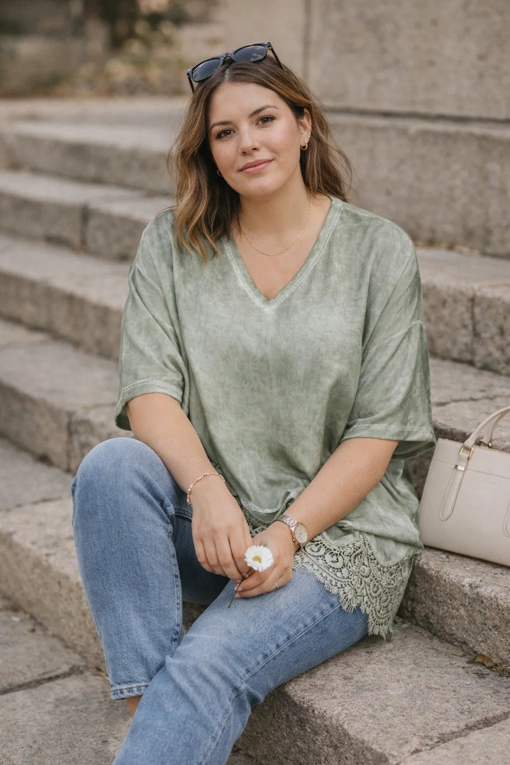 Blouse Satinée Dentelle TU 44-50