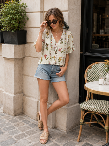 Blouse Courte Fleurie