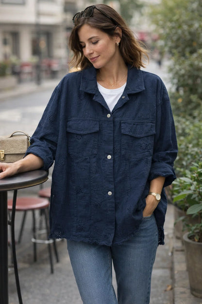 Veste Jean Brodée Fleurs