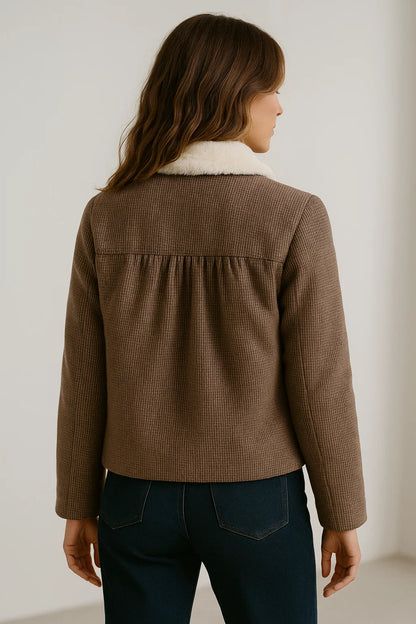 Veste à Carreaux Col Blanc