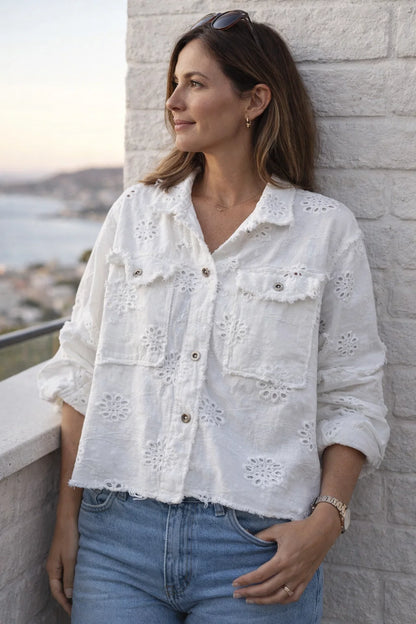 Veste Courte Brodée Fleurs