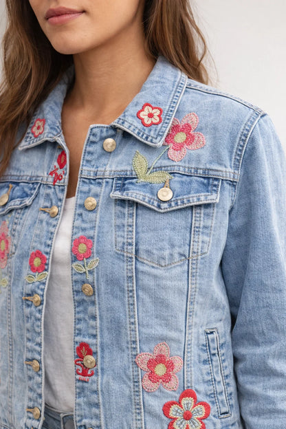 Veste Denim Fleurs