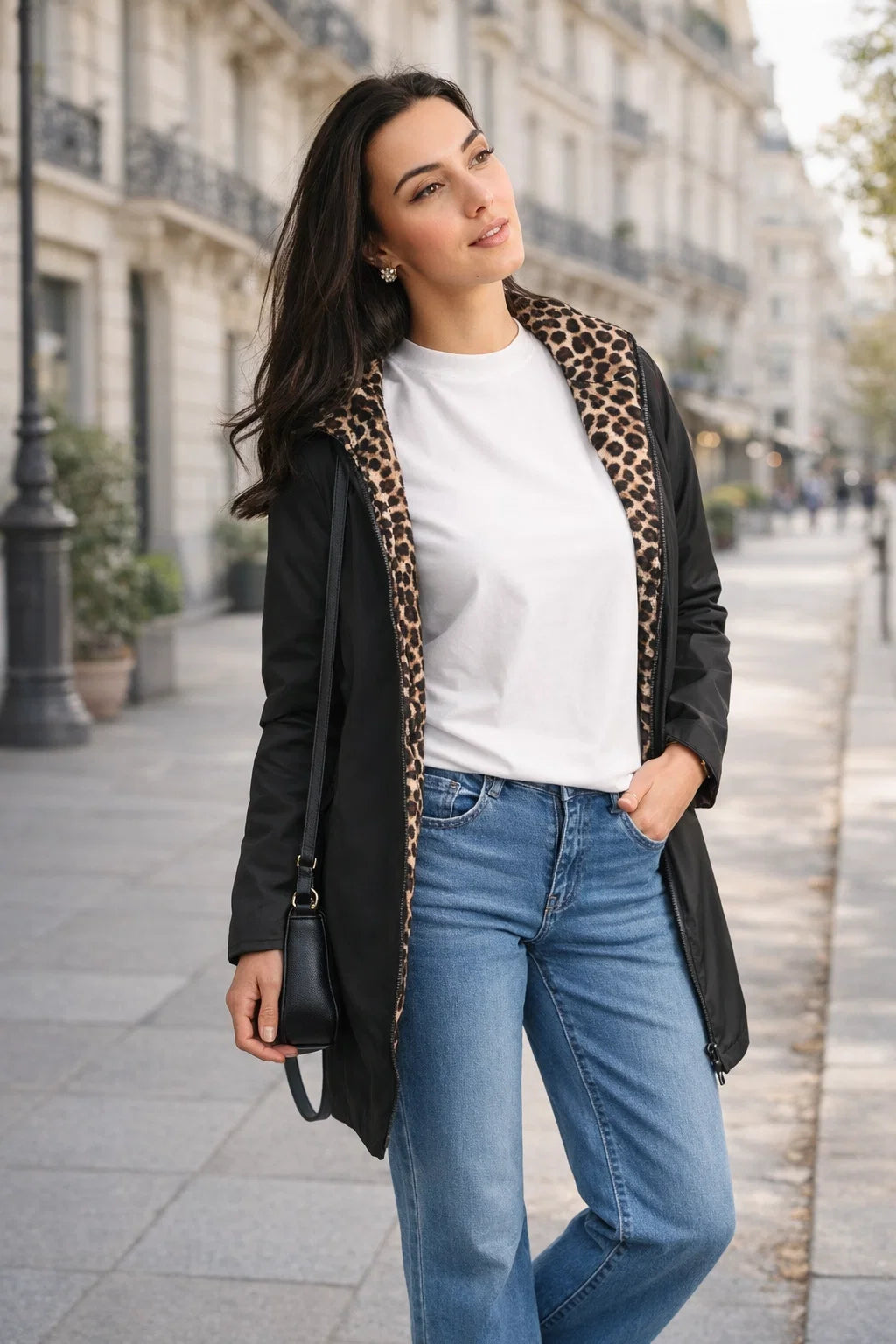 Imperméable Long Réversible Léopard