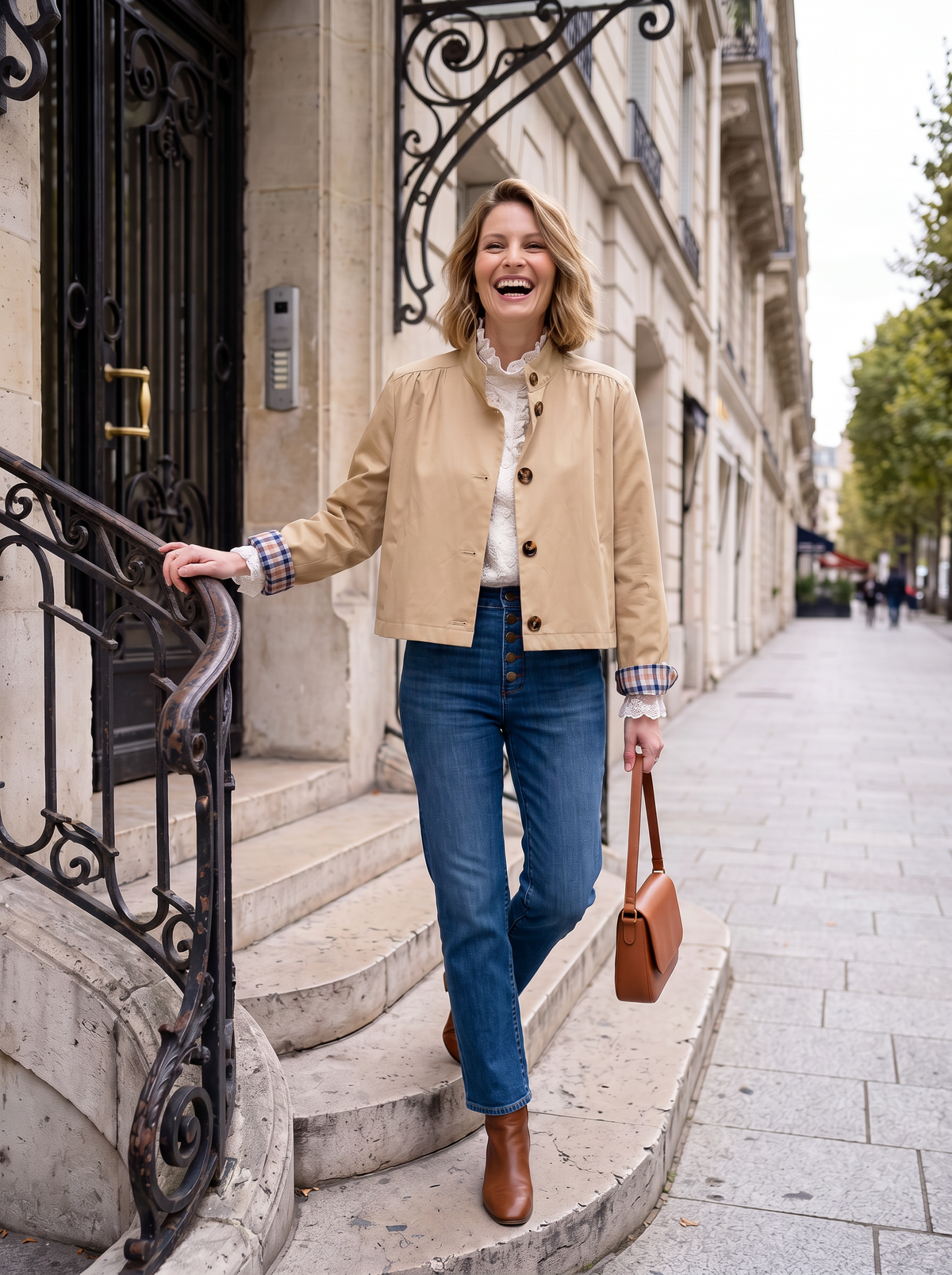 Veste Salomée - Coton Revers Carreaux