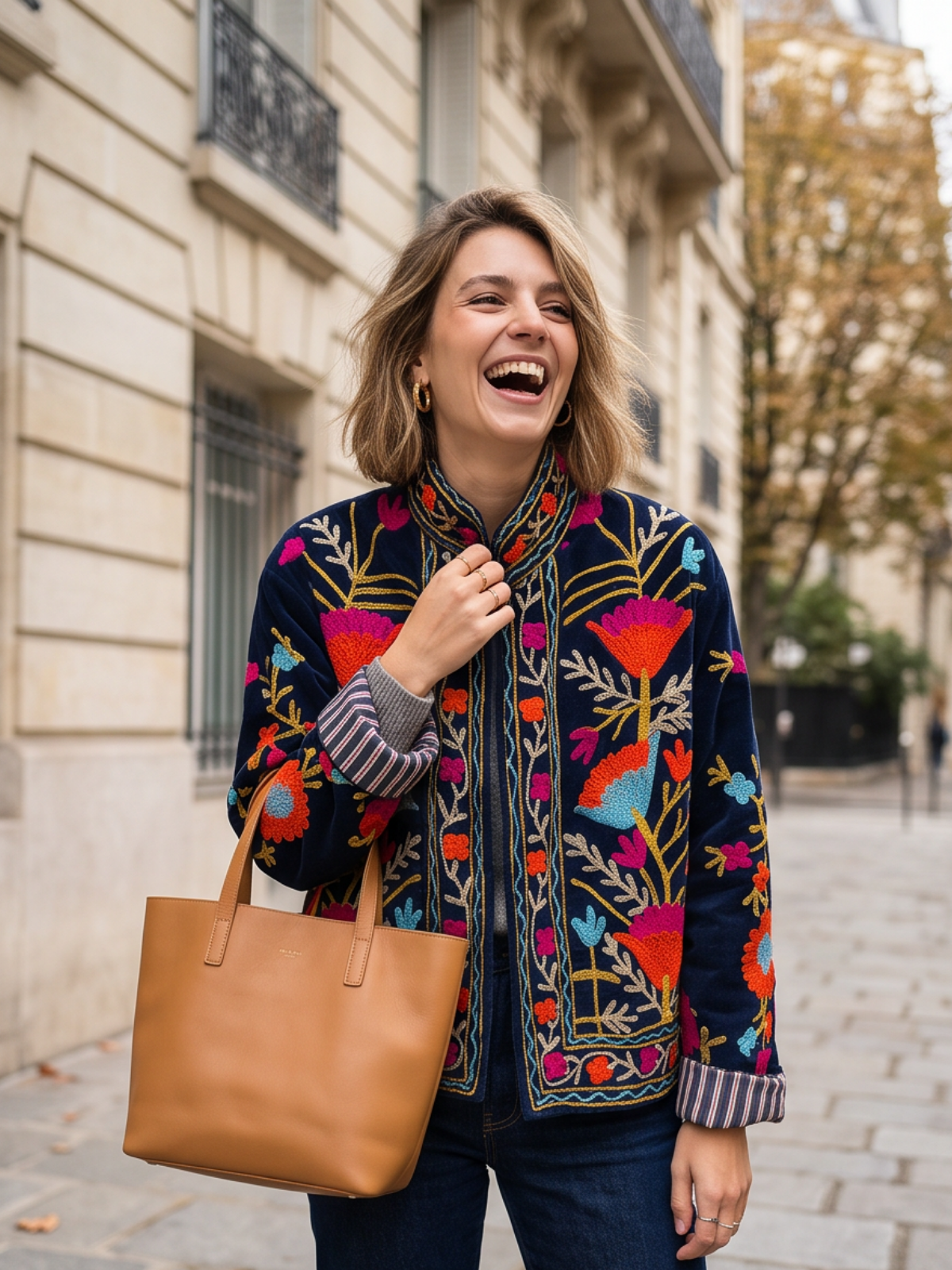 Veste Suzanne - Brodée Coton Bohème