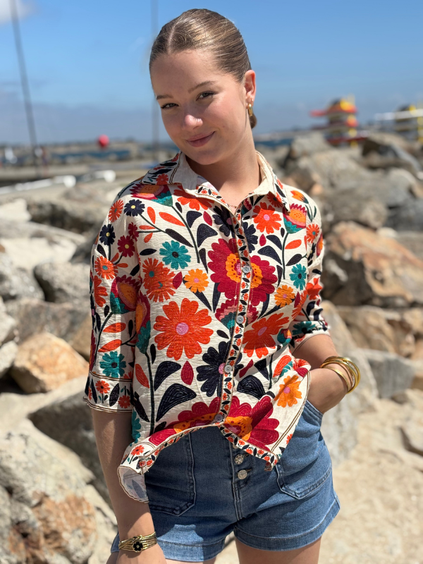 Chemise fluide à motifs estivaux