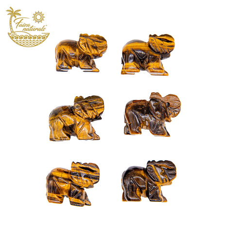 Figurines en cristal d'éléphant en œil de tigre (sculptées à la main)